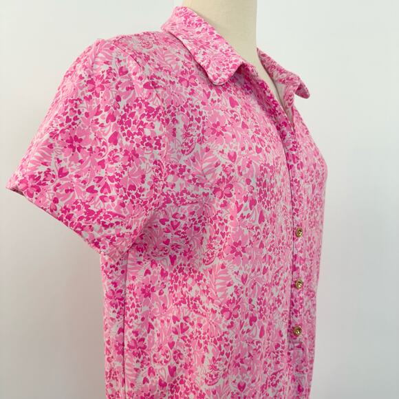Lilly Pulitzer Jorgie Romper Short-Sleeve Pink Shandy Invest A Gator Floral | XS - Picture 5 of 12